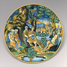 Plate with Pan and Apollo, c. 1535/1540.