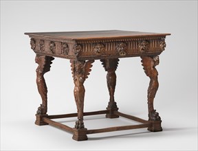 Square Table with Legs Carved as Winged Figures, 16th century.