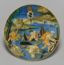Plate with the sinking of the fleet of Seleucus (from the Pucci Service), 1532.