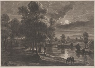 Moonlit River Landscape.