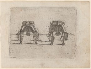 Two Cubic Figures with Their Hands on the Ground, 1624.
