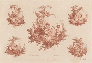 Singerie with Four Vignettes of Dogs Hunting, 1773.