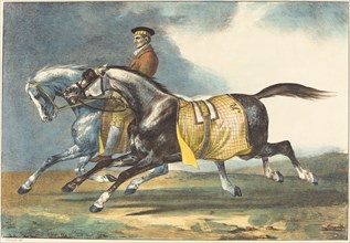 Two Dapple-Gray Horses Exercising (Deux chevaux gris pommele que l'on promene), 1822.