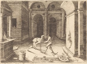 Two Apprentices Fighting.