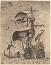 Armed Three-Master on the Open Sea, Accompanied by a Galley.