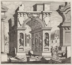 Architectural Fantasy with a Triumphal Arch, before 1753.