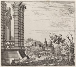 Fantastic River Landscape with Ruins and a Castle, before 1753.