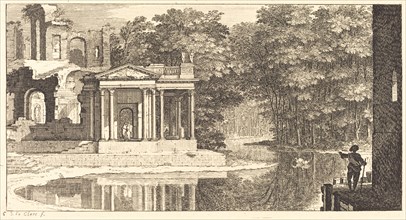 Landscape with Temple Ruins and Pond, 1673. Creator: Sebastien Le Clerc.