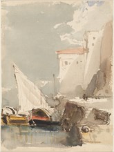 Sailboats in a Sunlit Harbor (recto), 1830s.