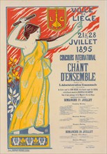 Affiche belge pour le "Concours international de Chant d'ensemble", organisé par la ville..., c1897. Creator: Auguste Donnay.