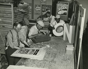 Federal Theatre Project, Negro Theatre, Sign Painting department, headed by Tipp Beavers..., 1936. Creator: Federal Theatre Project.