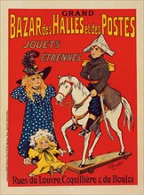 Affiche pour le "Bazar des Halles et Postes"., c1900. [Publisher: Imprimerie Chaix; Place: Paris]