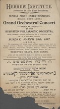 Groysartiger orkester kontsert, c1897. Creator: Hebrew Institute.