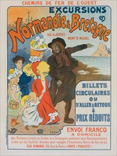 Affiche pour la Compagnie des Chemins de fer de l'Ouest,"Excursions en Normandie et Bretagne", c1896 Creator: Georges Meunier.