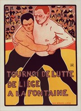 Affiche belge pour un "Tournoi de Lutte"., c1900. [Publisher: Imprimerie Chaix; Place: Paris]