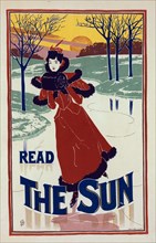 Affiche américaine pour le journal "The Sun", c1900. [Publisher: Imprimerie Chaix; Place: Paris]