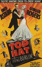 Promotional poster art for the motion picture Top Hat: modern halftone reproduction, 1935.