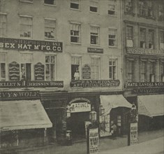 The Broadway Theatre, with posters announcing Julia Dean in The woman in white..., c1860 - 1899. Creator: Unknown.