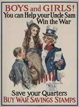 Boys and Girls! You Can Help Your Uncle Sam Win the War, 1917. [Publisher: American Lithographic Co.; Place: New York]