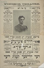 Dovid's fiedele, c1898. Creators: Windsor Theatre, Yosef Latayner, Yaakov Ter, Boris Thomashefsky, Jacob Gordin.