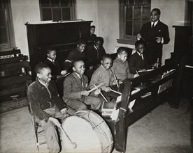 Children's drum class, Central Manhattan Music School, 1938.