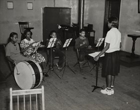 Central Brooklyn Music Center, percussion students, 1938.