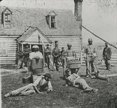 Group of contrabands at Allen's farm house near Williamsburg Road, in the vicinity of Yorkville, Virginia, May 1862.