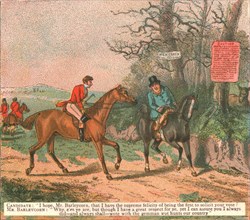 ''Old Fashioned Sporting Pictures, and the Road to Bygone Days; Sporting Anecdote--Fox Hunting versu Creator: Unknown.
