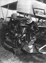 'Gabriele D'Annunzio et son pilote, le capitaine Ermanno Beltramo', c1916. Creator: Unknown.