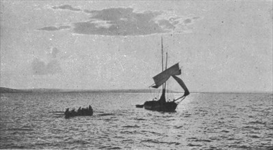 'La chasse aux voiliers Turcs dans la mer Noire; Voilier turc abandonne par son equipage', c1915. Creator: Unknown.