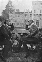 'Barres et d'Annunzio; Maurice Barres et Gabriele d'Annunzio a Venise, 18 mai. M.Maurice..., c1916. Creator: Unknown.