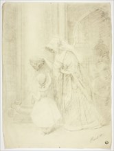 Lady and Girl in Church, n.d. Creator: Frank Stone.