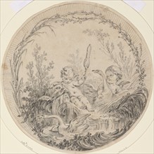 Two Putti Playing with Swans. Creator: Charles Eisen.