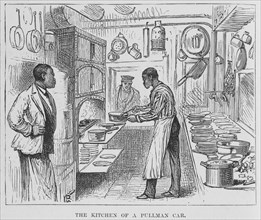 The kitchen of a Pullman car, 1882. Creator: Unknown.