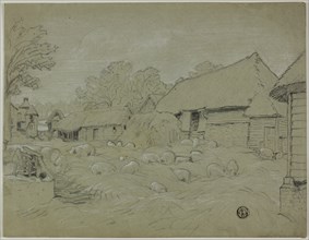 Farmyard with Haystack and Pigs, n.d. Creator: Unknown.
