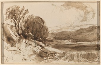 Hilly Landscape with Trees, 1855. Creator: William Hart.