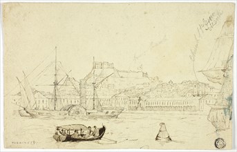 Seaport with Fortress, n.d. Creator: William John Huggins.