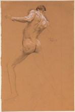 Standing Male Nude from Behind, 1893. Creator: Otto Greiner.