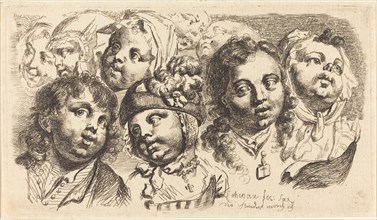 Nine Children's Heads, 1765. Creator: Johann Eleazar Schenau.