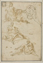 Sketches of Four Draped Female Figures (for Pendentives), n.d.