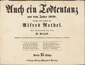 Auch ein Todtentanz: Title Page, 1849. Creator: Alfred Rethel.