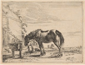 A Horse Bound to a Feeding Trough, 1651. Creator: Dirck Stoop.