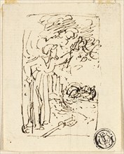 Sketch of Figure Leaning on Cane, n.d. Creator: Thomas Stothard.