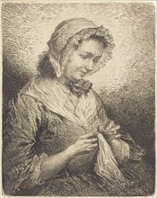 The Artist's Wife Sewing, 1753. Creator: Georg Friedrich Schmidt.