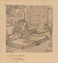 Charley Looking at an Album of Prints, 1898. Creator: Jan Toorop.