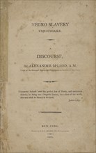 Negro slavery unjustifiable: a discourse, 1802. Creator: Unknown.