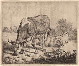 Spotted Bull and Three Sheep, 1670. Creator: Adriaen van de Velde.