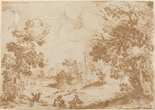 Landscape with Two Washerwomen, 1580s. Creator: Agostino Carracci.