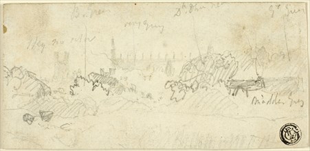 Sketch of Landscape with Cathedral, n.d. Creator: John Sell Cotman.