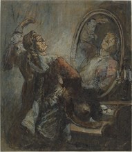 Actor Posing in Front of a Mirror, 1870s?. Creator: Honore Daumier.